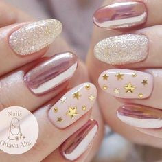 Metallic Star Nail Design