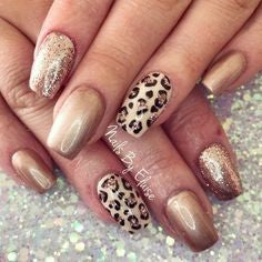 Gold and Leopard Nail Design