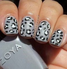 Gray Leopard Nail Design