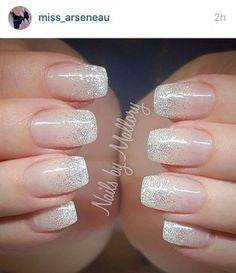 French Silver Sequins Nail Design 2020