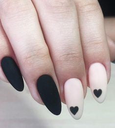 Black heart nail design
