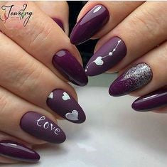 Purple heart nail designPurple heart nail design