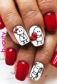 Couple heart nail design