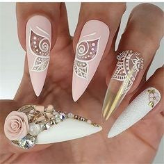 Pink 3D Sticker Floral nails
