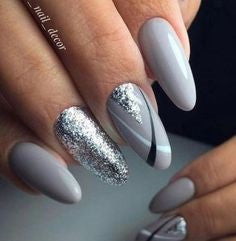 Sliver and Grey nail design