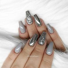 Metallic Mirror Grey nail design