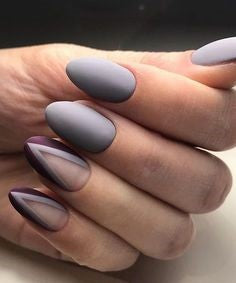 Geometric Grey nail design