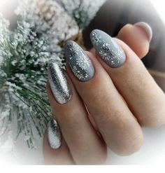 Christmas Grey nail design