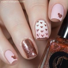 Pink Glitter Mickey Nail Design