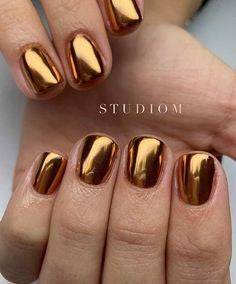 Gold Chrome Mirror Nail Design