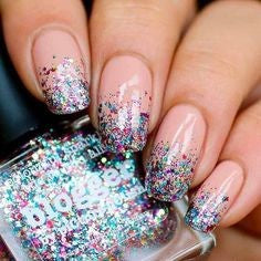 Half rainbow glitter nails