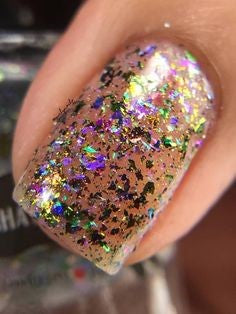 Rainbow glitter sequins nails