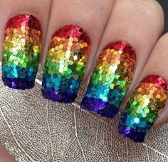 Ombre Rainbow glitter nails