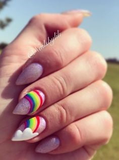 Cute rainbow glitter nails