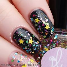 Rainbow starry sky glitter nails