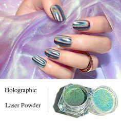  Holographic rainbow glitter nails