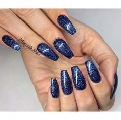 Chrome Powder dark blue nails