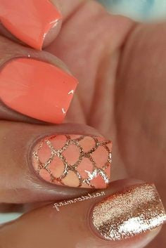 Orange mermaid Summer Nail Color Idea