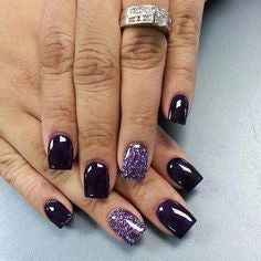 Glitter purple nails