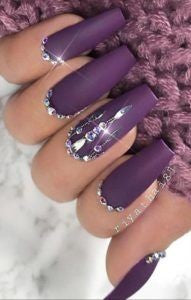 Rhinestone purple nails