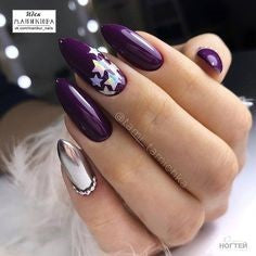 Almond purple nails