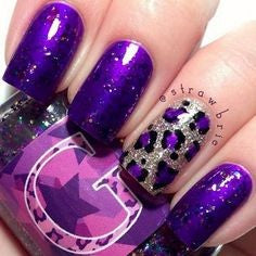 Purple animal pattern nails