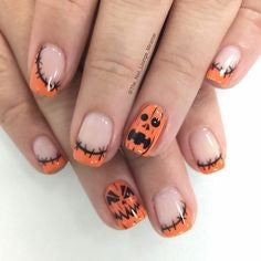 French Halloween Pumpkin Nails