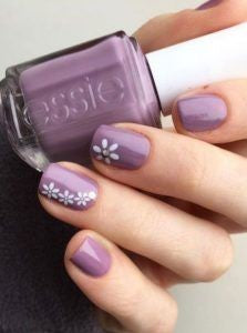 Purple little flower nail art