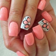 Pink cherry blossom nail art