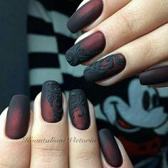 Black Pattern Gothic Nail Design