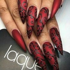 Red Thorns Gothic Nail Design