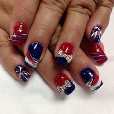 Bow July 4 Holiday Nail Design