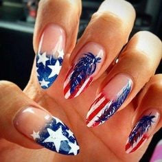 Long Stiletto July 4 Holiday Nail Design