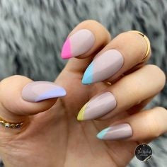 Short Stiletto pastel nail design