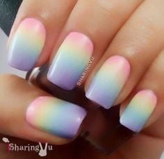 Rainbow pastel nail design