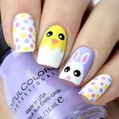 Bunny and Egg Easter Nail Design