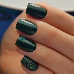 Green Gel Square Nail Design