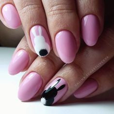 Pink bunny Easter Nail Design