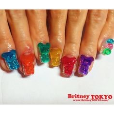 Cute Bear Candy Nail Idea