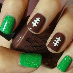 Green Super Bowl Nail Design