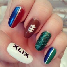 Colorful Super Bowl Nail Design