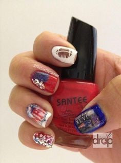 Decals Super Bowl Nail Design