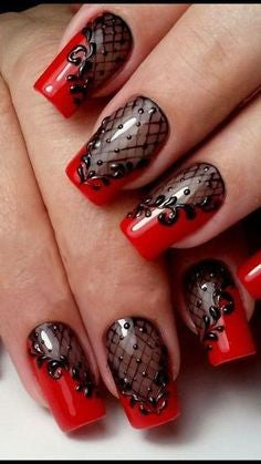 Red Coffin Halloween Nail Design