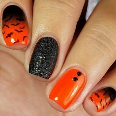 Bat Halloween Nail Design