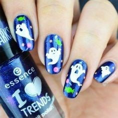 Ghost Halloween Nail Design