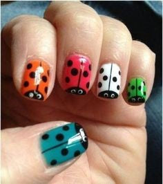 Cute Colorful ladybug Nail Art Design