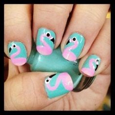 Cute Flamingo Nail Art Design
