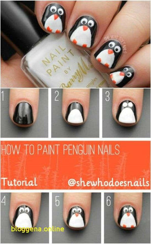 penguin nail design tutorial