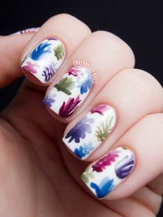 Ink painting Plant Nail Design