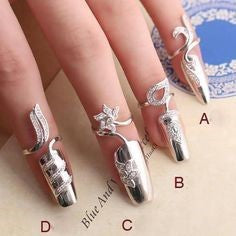 Silver Decorations Nail Design